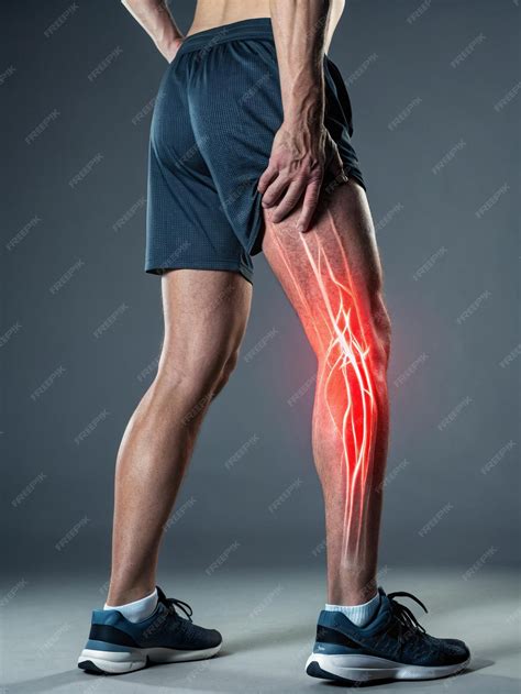 Leg muscle anatomy visualization with nerve pain sciatica and hamstring injury concept Medical ...