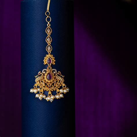 Ruby Pearl Chand Maang Tikka | Festive Wedding Jewellery – Utsaav by Gargi