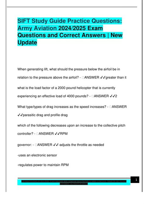 SIFT Study Guide Practice Questions: Army Aviation 2024/2025 Exam ...