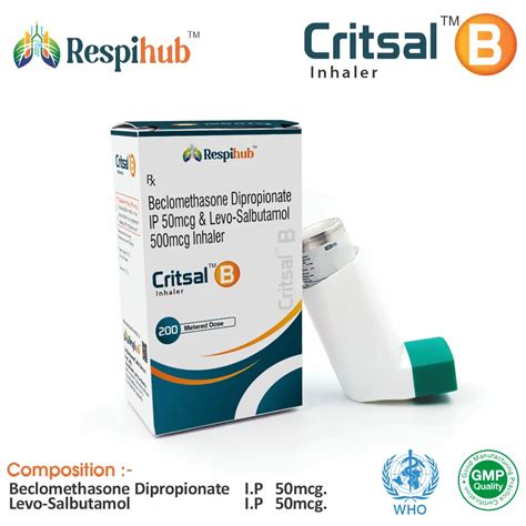 Beclomethasone Dipropionate 50 mcg + Levo Salbutamol 50 mcg Critsal B ...
