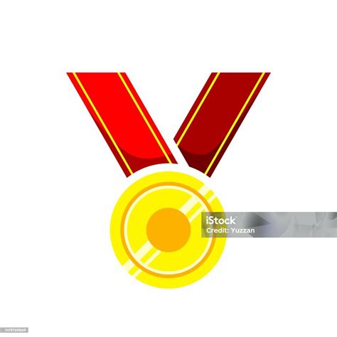 Gold Medal Achievement Winner Award Flat Vector Stock Illustration ...