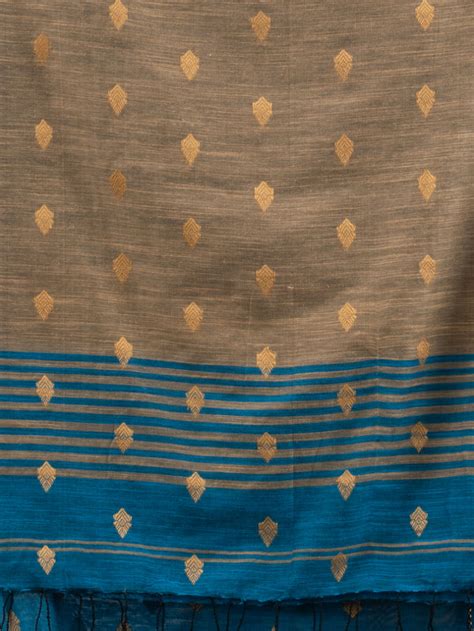 Sapphire Blue Cotton Handwoven Soft Saree With Texture Design – Charukriti
