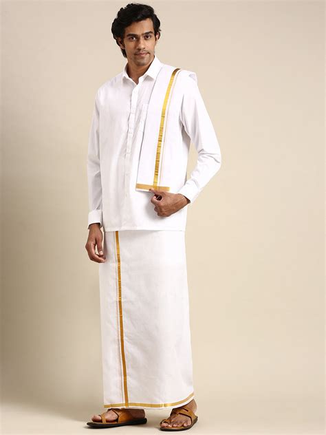 Buy Mens Wedding Set (Dhoti + Shirt + Angavastram) Online | Men's ...
