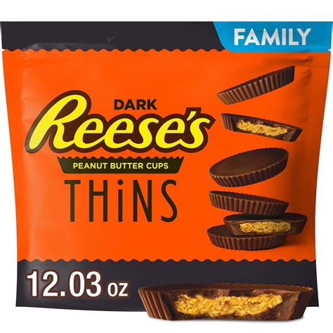 Reese's Thins Dark Chocolate Peanut Butter Cups, Individually Wrapped ...