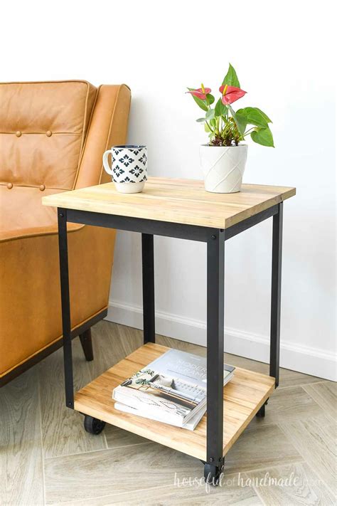 Simple DIY Side Table with Wheels - Houseful of Handmade