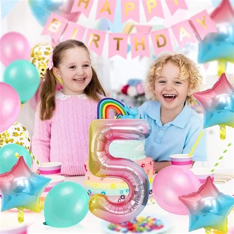 SIMUR Rainbow 5th Birthday Decorations for Girls, Happy India | Ubuy