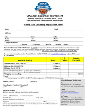 Fillable Online bowiestate CIAA 2014 Basketball Tournament - Bowie ...