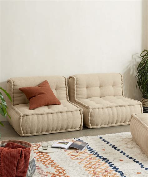 Sully Modular Large Floor Cushion, Oatmeal Cotton Slub | MADE.com ...