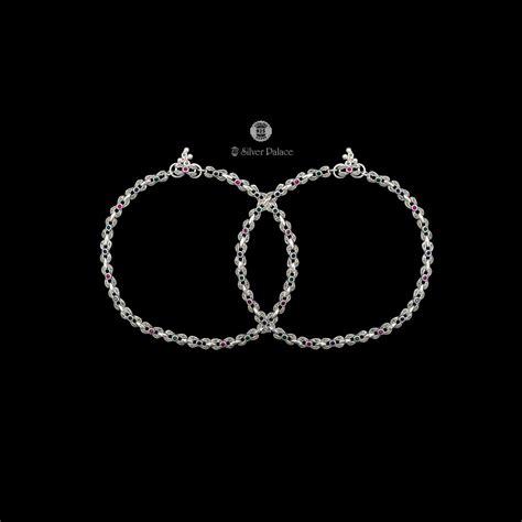 925 Sterling Silver Neeth Collection Gemstone Anklet For Girls - Silver ...
