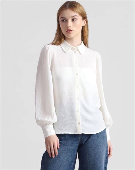 Beige Puff-Sleeves Shirt