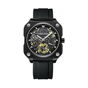 Buy PRECIOUS DUKE Luxurious Black Alloy Round Dial Black Silicone Strap ...