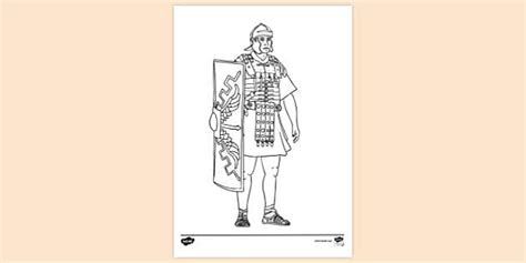 Roman Soldier In Full Armour Colouring Sheet | Colouring Pages