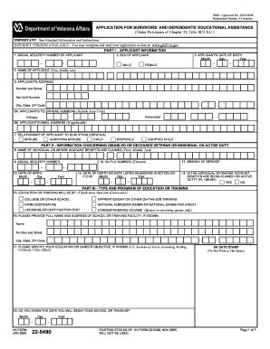 Survivors' and Dependents' Educational Assistance Application - Blank ...