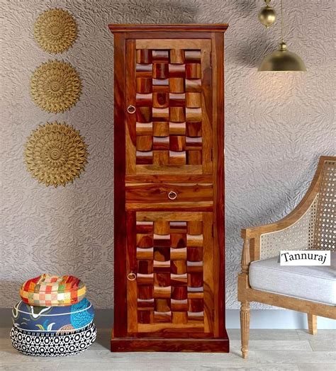 Niwar Design Sheesham Wood Wardrobe, 178 CM x 41 CM x 53 CM, Natural ...