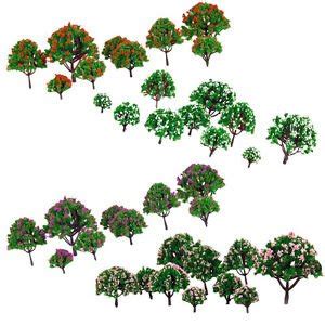Lot 40x Flower Trees Model Train Scenery DIY Diorama HO N Z Scale 1:75 ...