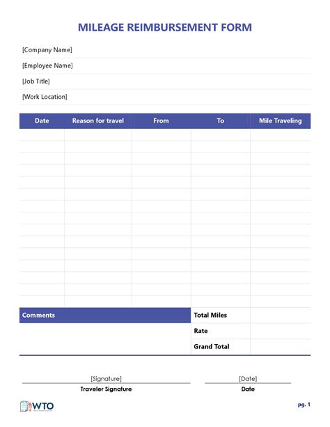 Free Mileage Reimbursement Forms | Word, Excel