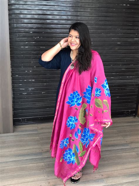 Hand Painted Neelkamal Chanderi Dupatta – Guthali