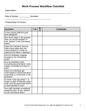 Work Process Checklist - Blank Fillable Template | Fill Out, Print ...