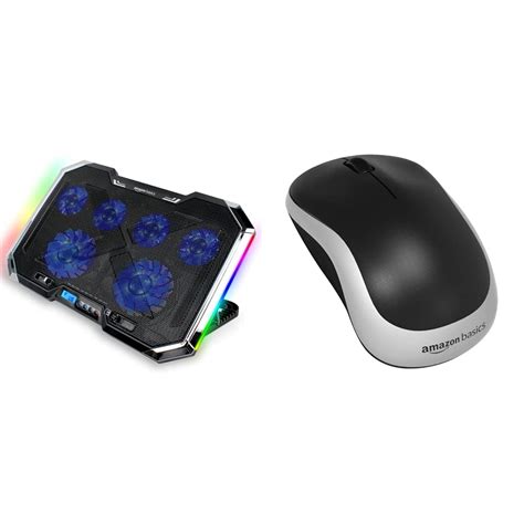 Amazon Basics Laptop Cooling Pad with 7-Cool RGB LED Lighting Effects ...