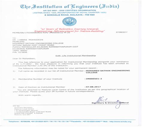 IEI | Mohamed Sathak Engineering College