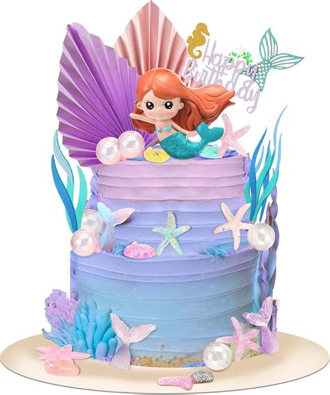 Buy 25 Pcs Mermaid Under The Sea Cake Toppers Kit with Little Resin 3D ...