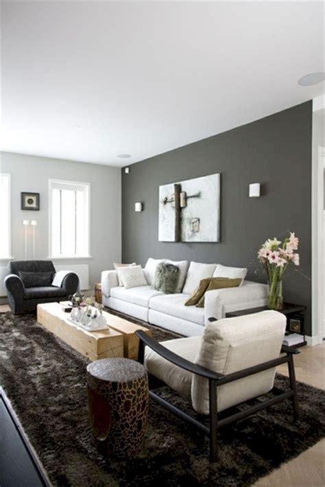 grey living room accent wall