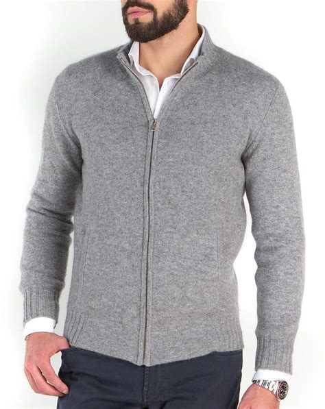Mens Grey Zip Front Cardigan at David Masterson blog