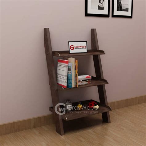 RJKART Sheesham Wood Bookcase Ladder Shelf & Room Organiser Storage ...