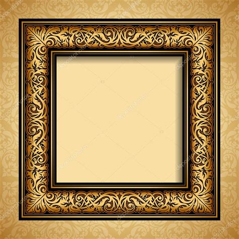 Vintage gold frame, antique background, baroque, victorian ornament ...