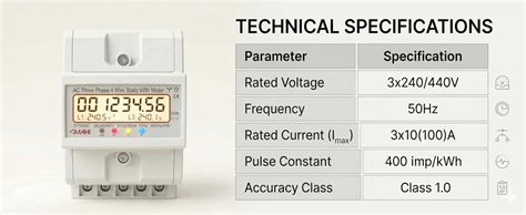 MAHI High Precision 3 Phase Digital Energy Meter for Industrial ...