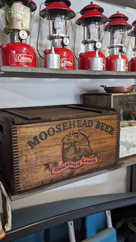 Vintage MOOSEHEAD BEER Crate Wood Box ビンテージ ウッドボックス 木製 木箱 収納ボックス ギアボックス ...