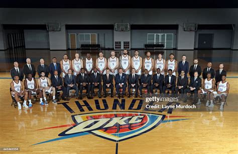 The Oklahoma City Thunder team poses for a team photo on March 30 ...