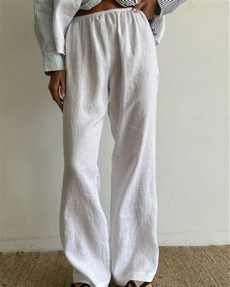 Linen Simple Pants in 2024 | Linen pants outfit, Linen drawstring pants ...