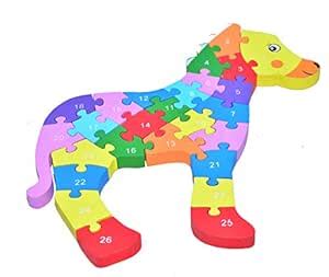 Crazy Crafts Wooden Horse Shaped Puzzle 3D- 26 Letter Alphabet Learning ...