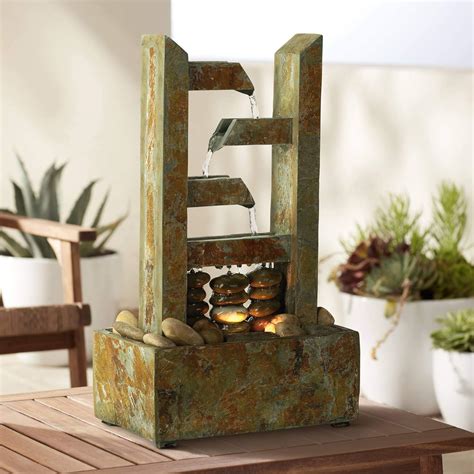 EXPLEASIA Zigzag Modern Zen Cascading Indoor Tabletop Water Fountain ...