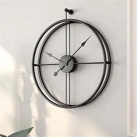 Buy Craftter Finish Double Ring Metal Analog Wall Clock, 24 Inch, Black ...