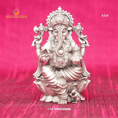 Padmam Ganesh Left Trunk 3D Idol – Akshara Silver
