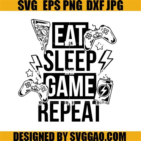 Eat Sleep Game Repeat SVG, Gamer SVG, Gaming SVG – SVGGAO