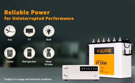 V-Guard Inverter & Battery Combo (1150 Pure Sine Wave 1000VA/12V ...