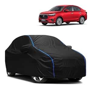 FAVY All Weather Proof Car Cover for Honda Amaze 2024 Black with Blue ...