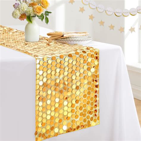 Amazon.com: Gold Sequin Table Runner Party: 12x108 Inches Table Runners ...