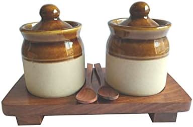 Buy ExclusiveLane Old-Fashioned Ceramic Pickle Jars Set For Dining ...