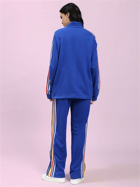 WOMEN MODERN EDGE MULTI-STRIPE CO-ORD SET ROYAL BLUE | Buy Online at ...