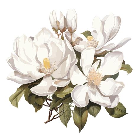 Premium Vector | White magnolias floral illustration