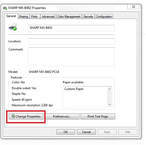 Image result for Printer Properties Menu