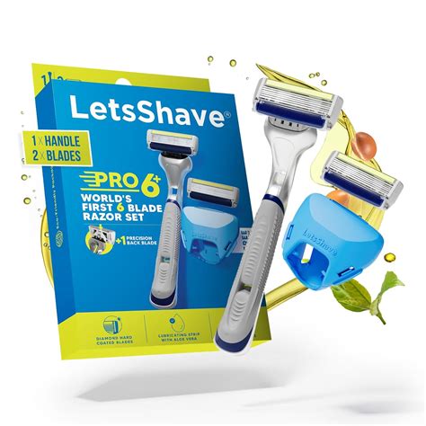 LetsShave Pro 6 Plus Shaving Razor for Men, 2 Blades & 1 Handle + Razor ...