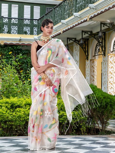 Off White Silk Handloom Jamdani Saree – angoshobha