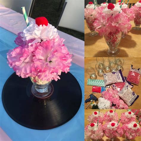 DIY 50's theme centerpieces 1950's party Sock Hop | Sock hop ...