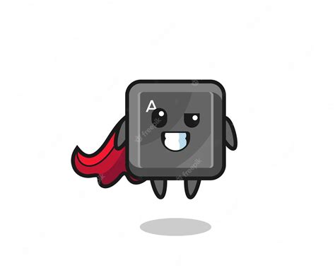 The cute keyboard button character as a flying superhero | Premium Vector