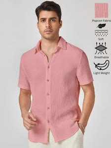 Webric Men Self Design Casual Orange Shirt - Buy Webric Men Self Design ...